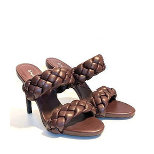 Qupid Women's Brown Two Braided Strap High Heel Sandal Size 8.5 NWOB